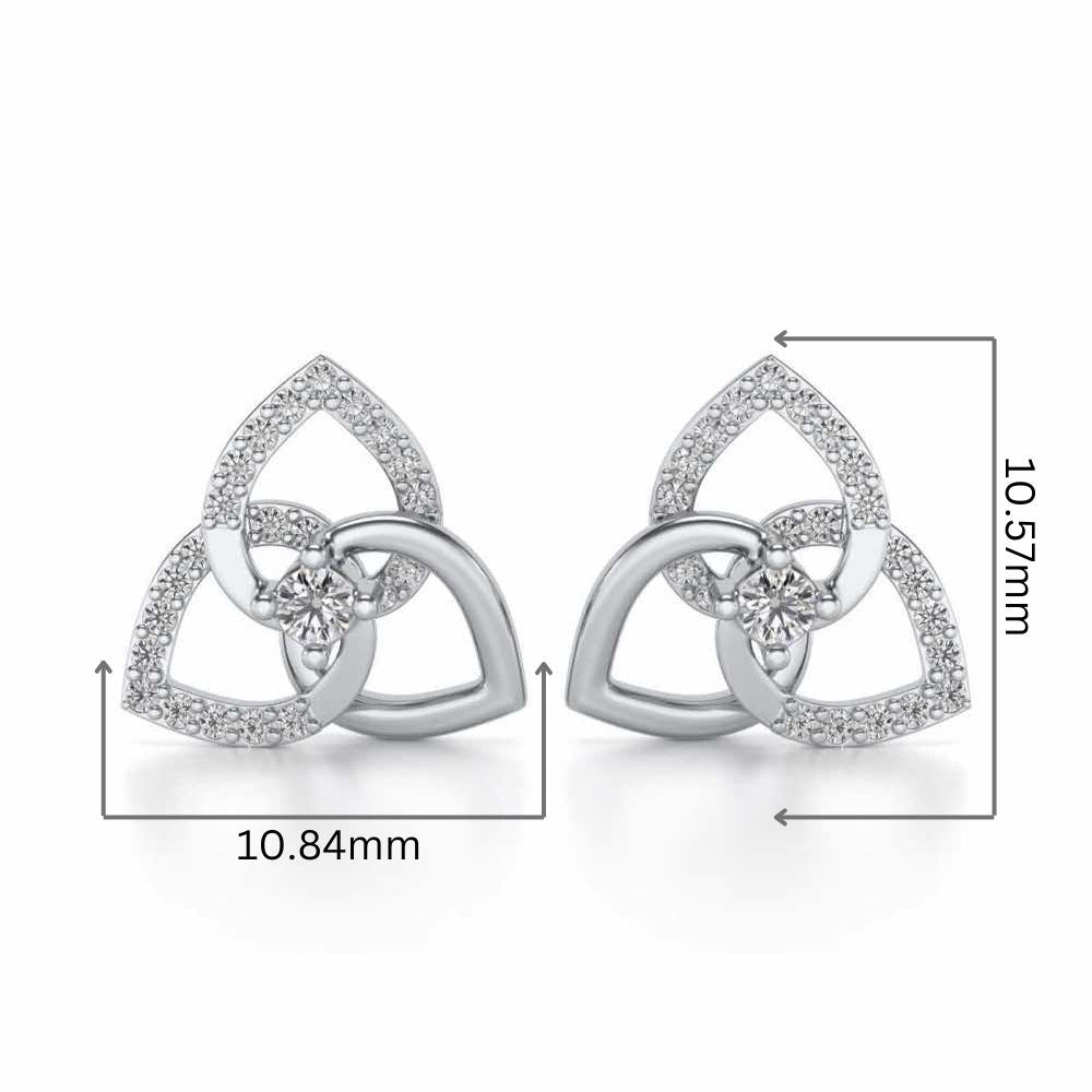 Three Petal Silver Studs - White Gold - Image 2