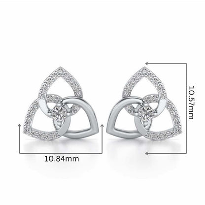 Three Petal Silver Studs - White Gold - Image 2
