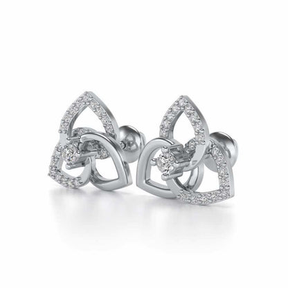 Three Petal Silver Studs - White Gold - Image 3