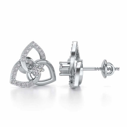Three Petal Silver Studs - White Gold - Image 4