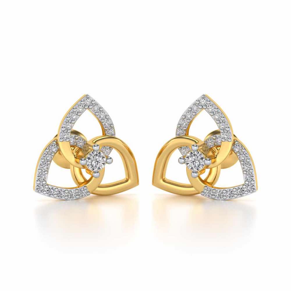 Three Petal Silver Studs - Yellow Gold - Image 1