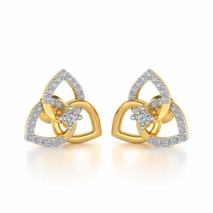 Three Petal Silver Studs - Yellow Gold - Image 1