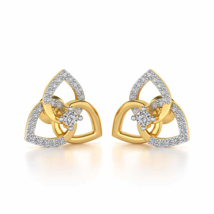 Three Petal Silver Studs - Yellow Gold - Image 1