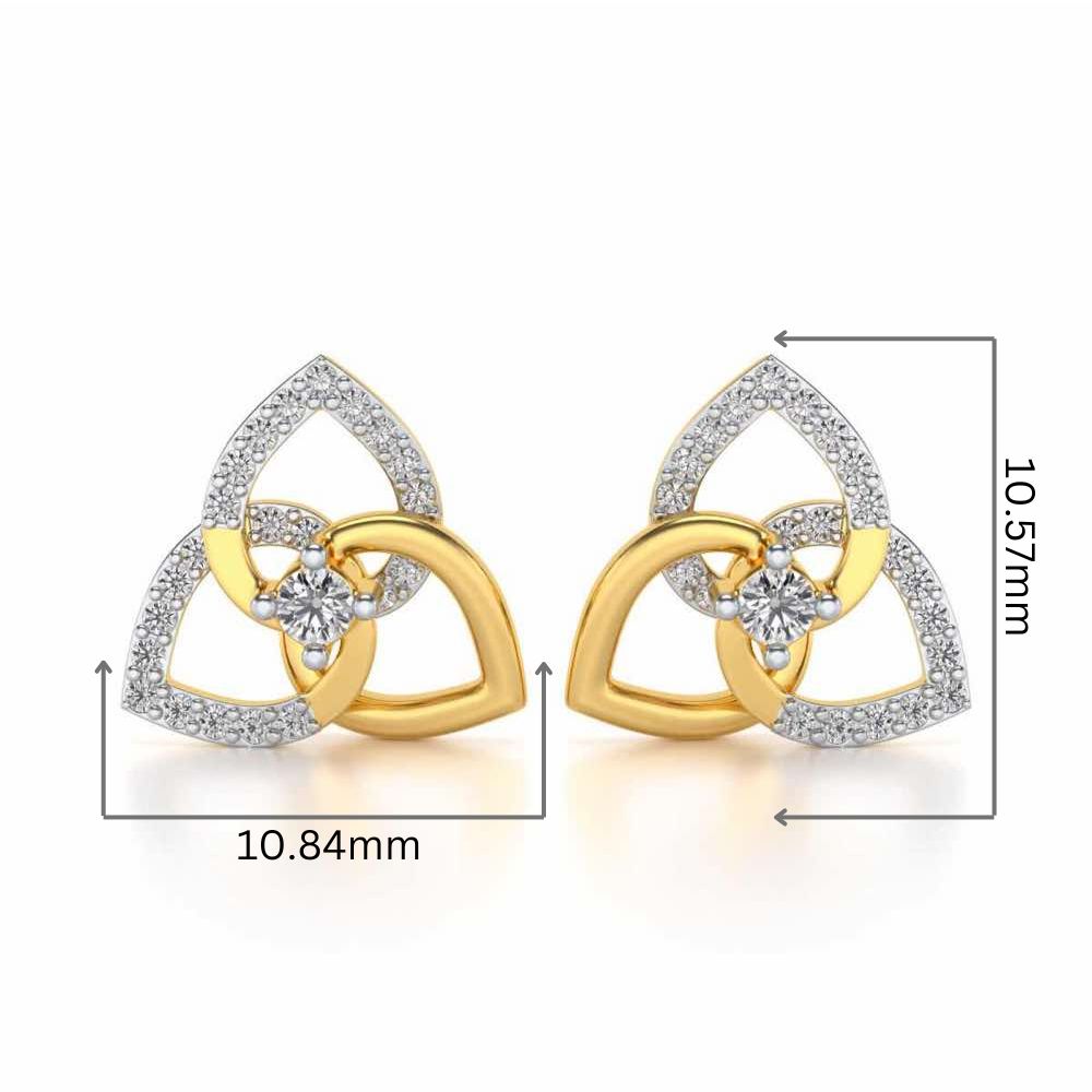 Three Petal Silver Studs - Yellow Gold - Image 2