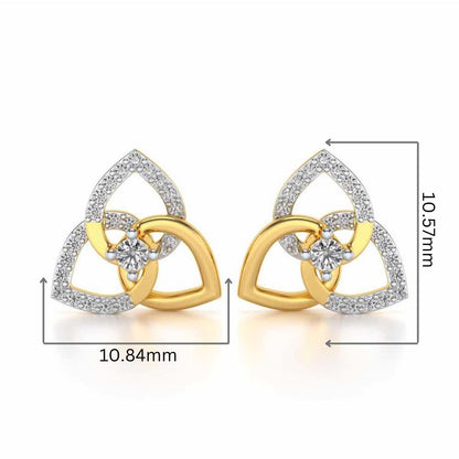 Three Petal Silver Studs - Yellow Gold - Image 2