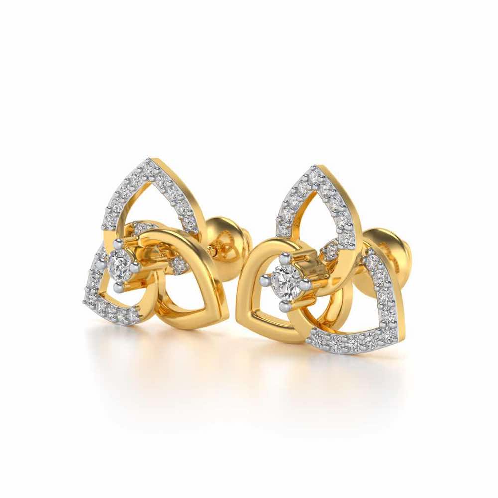 Three Petal Silver Studs - Yellow Gold - Image 3