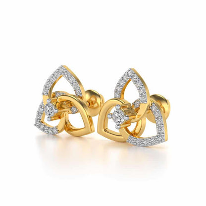 Three Petal Silver Studs - Yellow Gold - Image 3