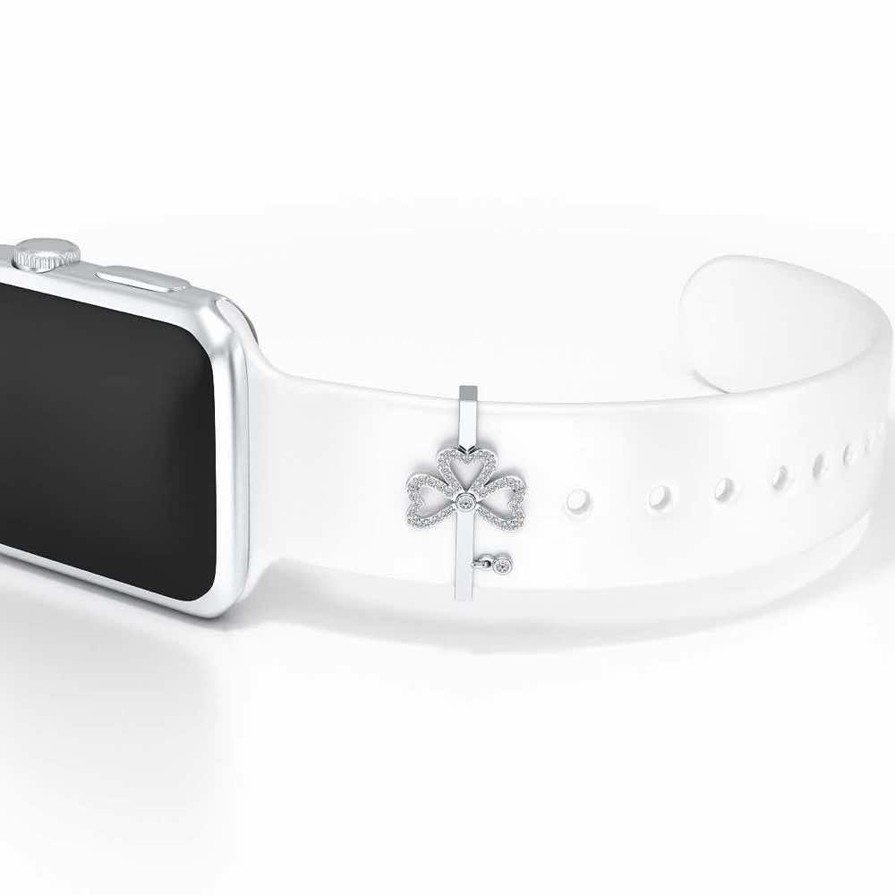 Three Petals Silver Watch Band - White Gold - Image 1