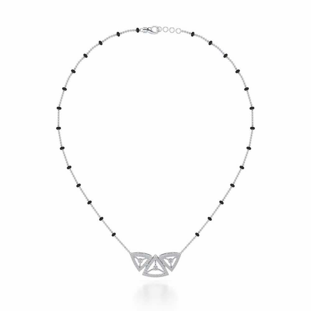 Three Trigons Silver Mangalsutra - White Gold - Image 3