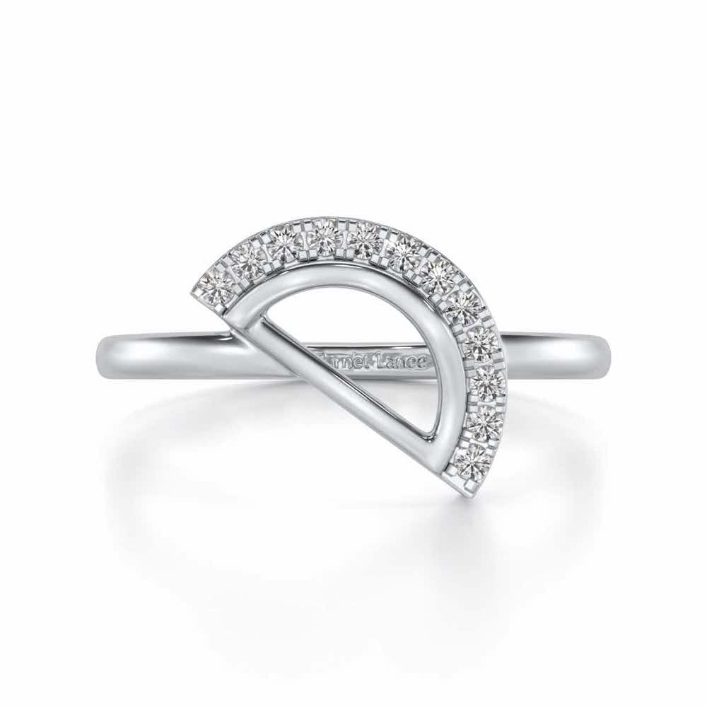 Tilt D Silver Ring - White Gold - Image 4