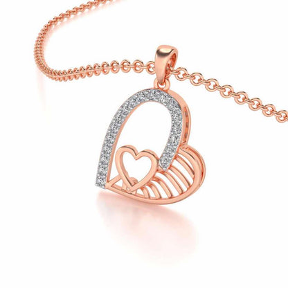 Tilt My Heart Silver Pendant - Rose Gold - Image 2