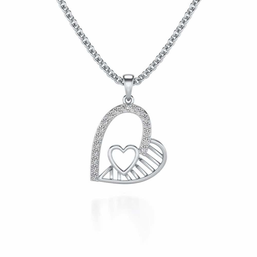 Tilt My Heart Silver Pendant - White Gold - Image 1