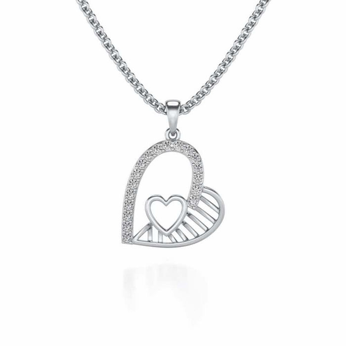 Tilt My Heart Silver Pendant - White Gold - Image 1