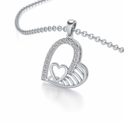 Tilt My Heart Silver Pendant - White Gold - Image 2
