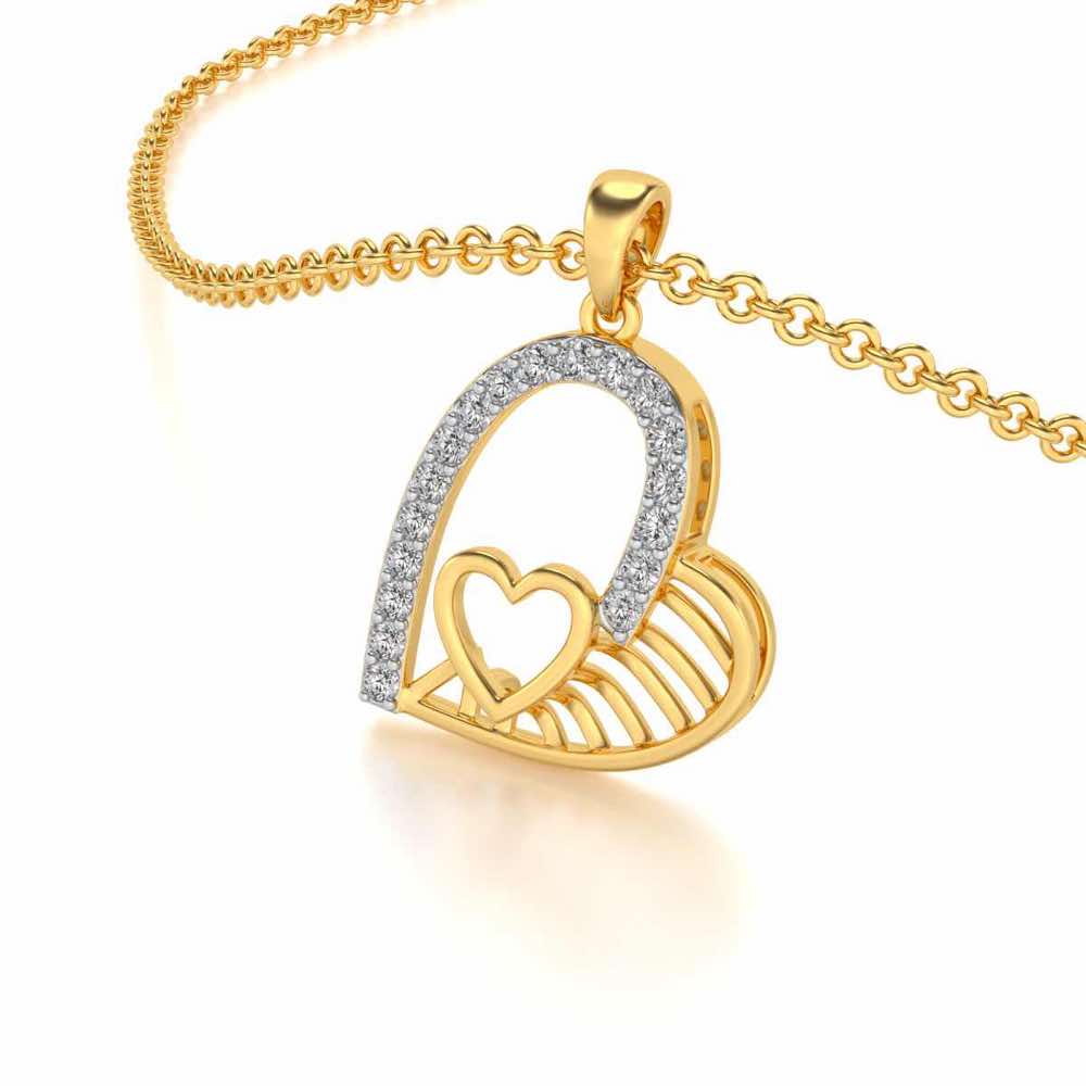 Tilt My Heart Silver Pendant - Yellow Gold - Image 2