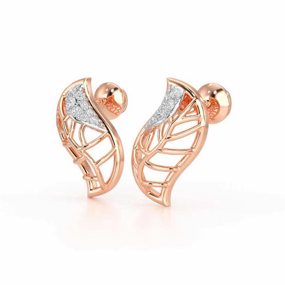 Timeless Shine Silver Stud Earrings - Rose Gold - Image 3