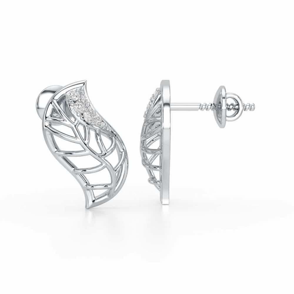 Timeless Shine Silver Stud Earrings - White Gold - Image 4