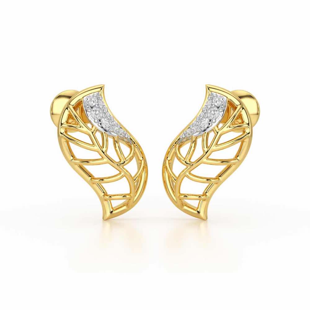 Timeless Shine Silver Stud Earrings - Yellow Gold - Image 2