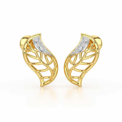 Timeless Shine Silver Stud Earrings - Yellow Gold - Image 2