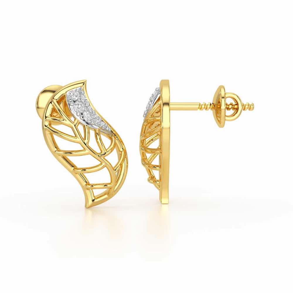 Timeless Shine Silver Stud Earrings - Yellow Gold - Image 4