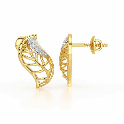 Timeless Shine Silver Stud Earrings - Yellow Gold - Image 4