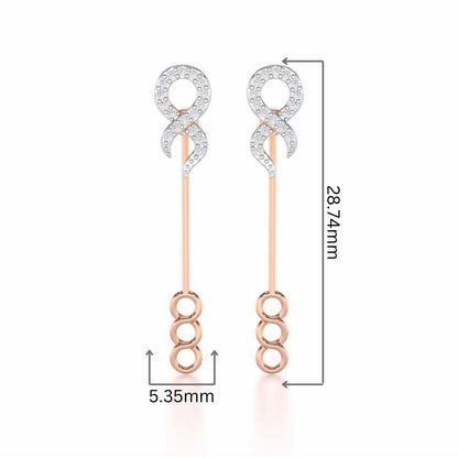 Timeless Tantalization Silver Drop Earrings - Rose Gold - Image 2