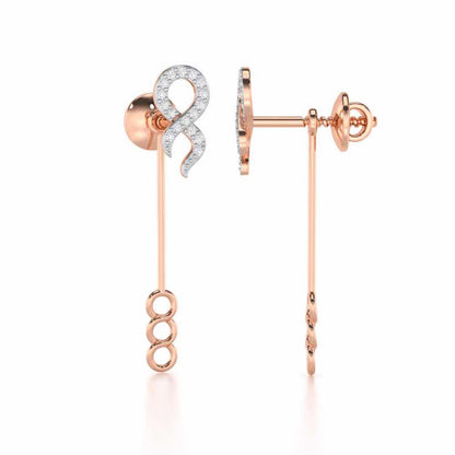 Timeless Tantalization Silver Drop Earrings - Rose Gold - Image 4