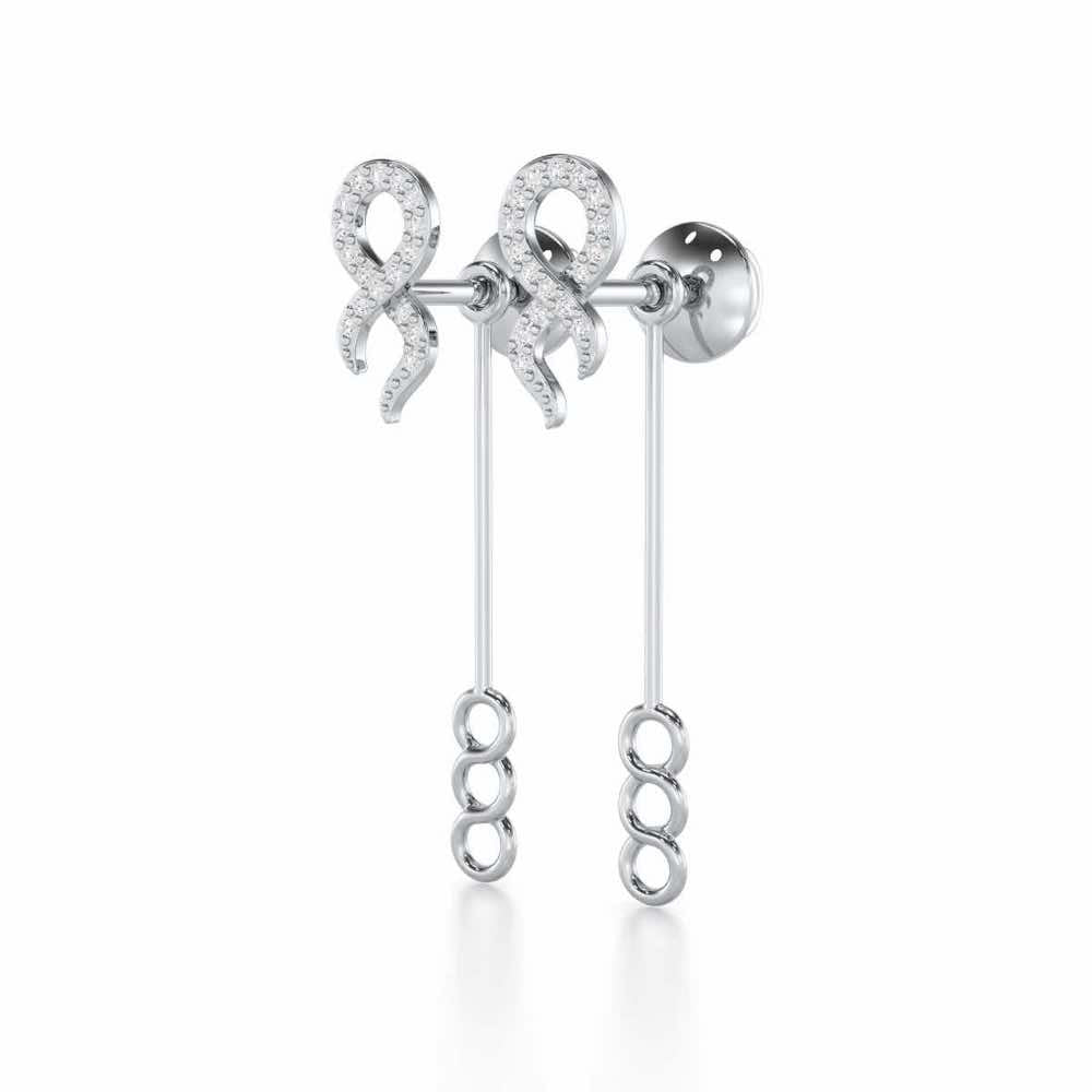 Timeless Tantalization Silver Drop Earrings - White Gold - Image 3