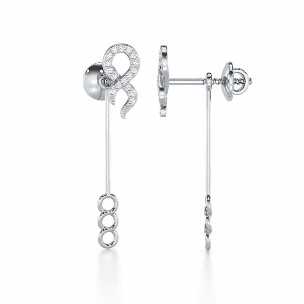Timeless Tantalization Silver Drop Earrings - White Gold - Image 4