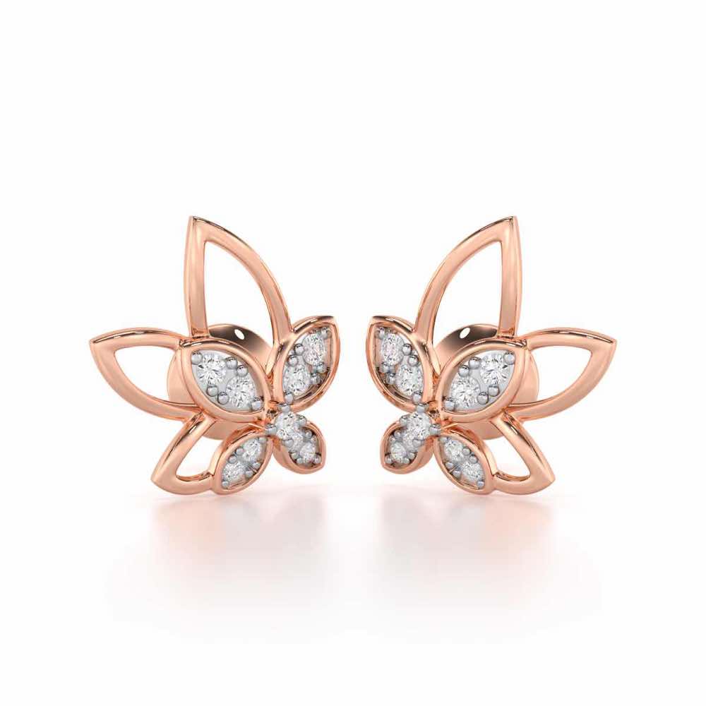 Timeless Tranquility Silver Stud Earrings - Rose Gold - Image 1