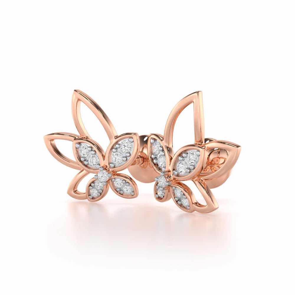 Timeless Tranquility Silver Stud Earrings - Rose Gold - Image 3
