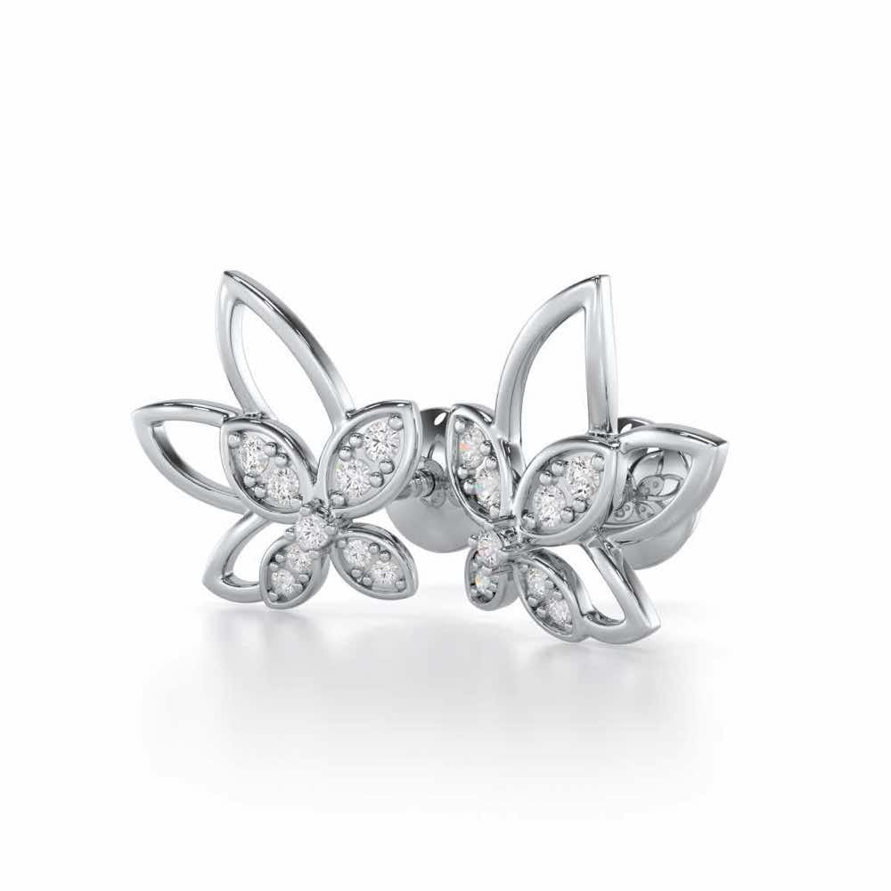 Timeless Tranquility Silver Stud Earrings - White Gold - Image 3