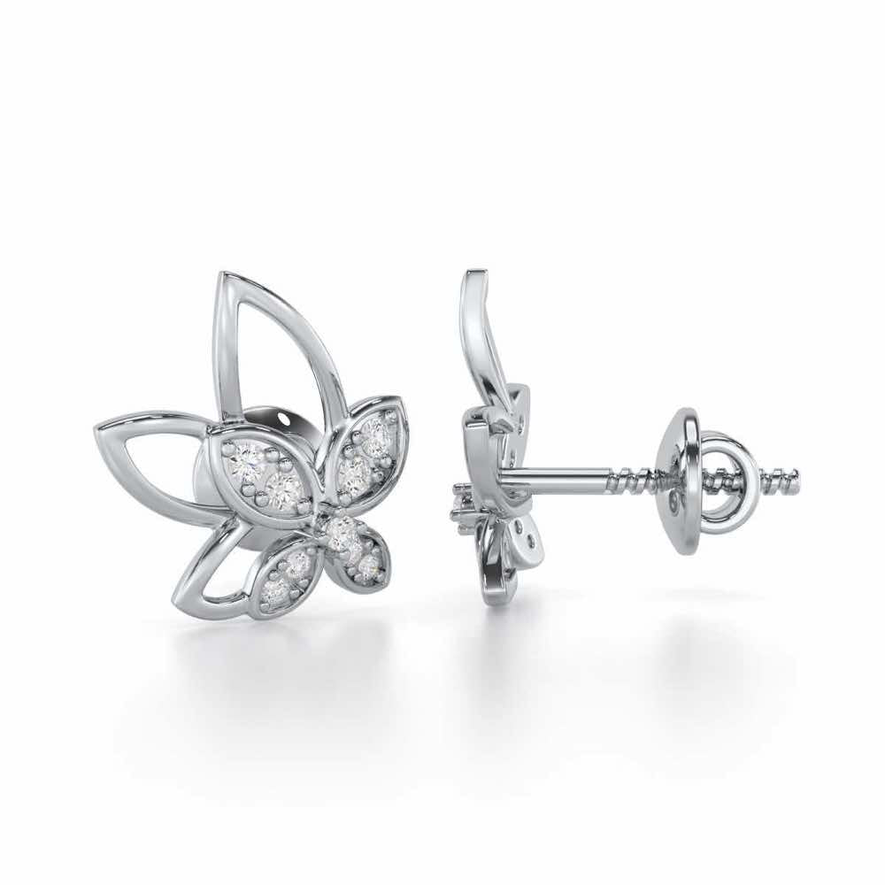 Timeless Tranquility Silver Stud Earrings - White Gold - Image 4