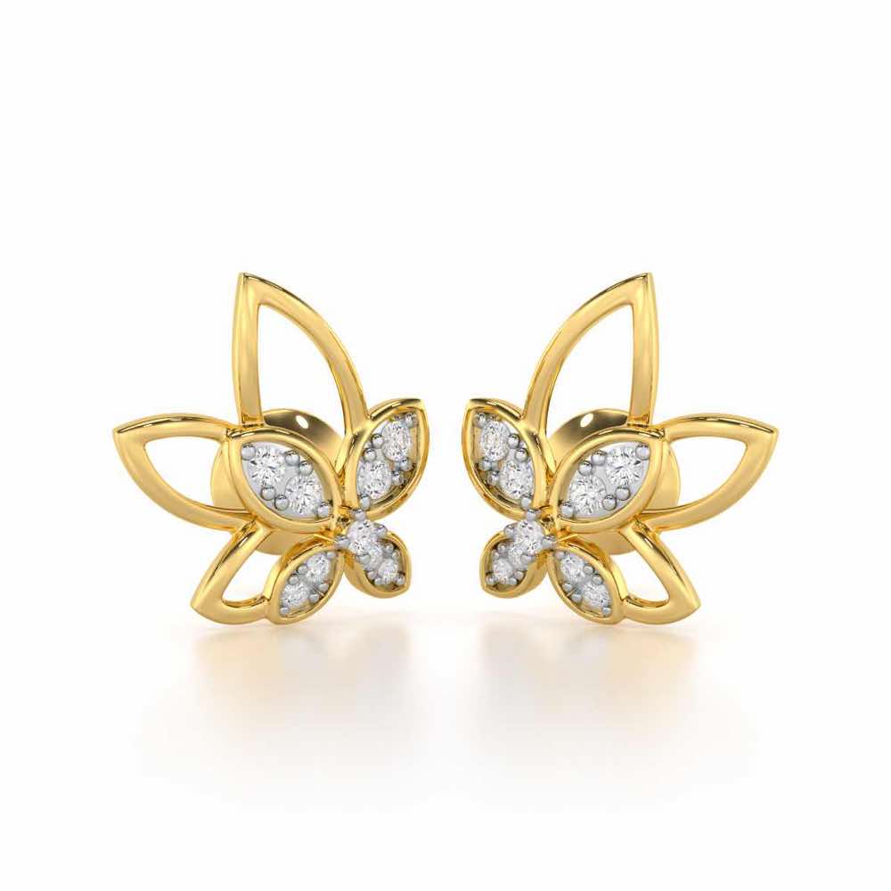 Timeless Tranquility Silver Stud Earrings - Yellow Gold - Image 1