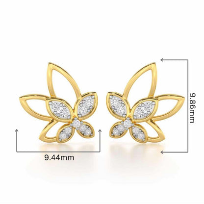 Timeless Tranquility Silver Stud Earrings - Yellow Gold - Image 2