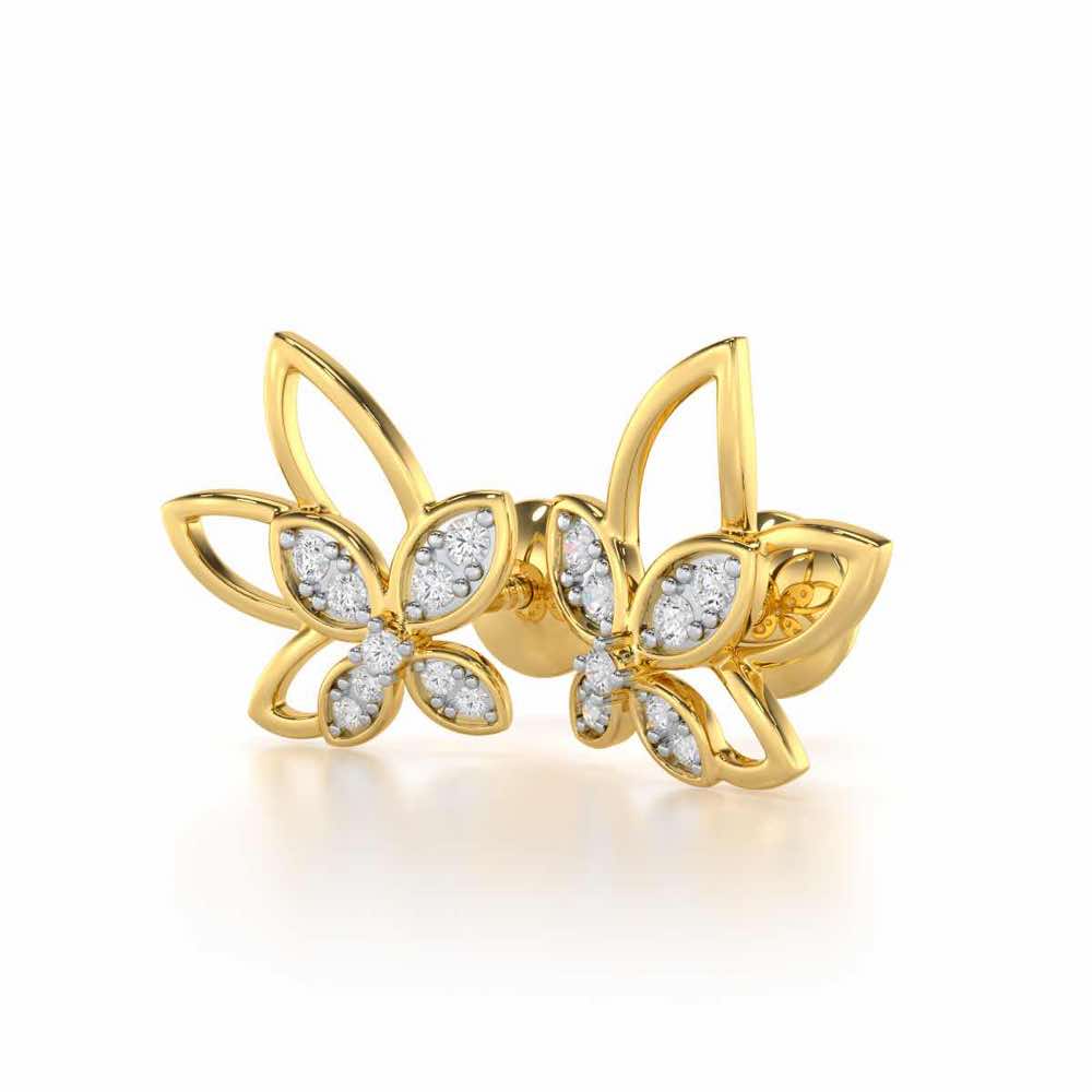 Timeless Tranquility Silver Stud Earrings - Yellow Gold - Image 3