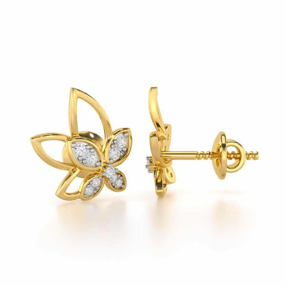 Timeless Tranquility Silver Stud Earrings - Yellow Gold - Image 4