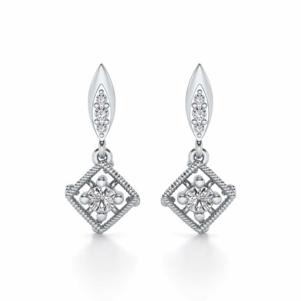 Tinsel Drop Earrings - White Gold - Image 1