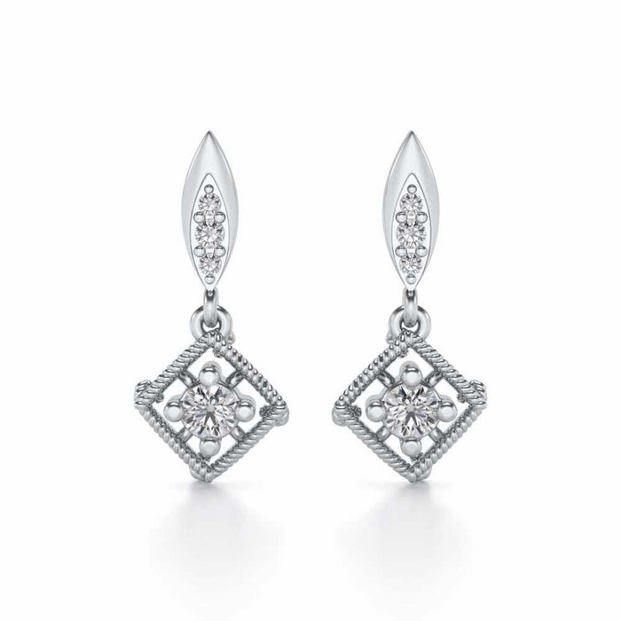 Tinsel Drop Earrings - White Gold - Image 1