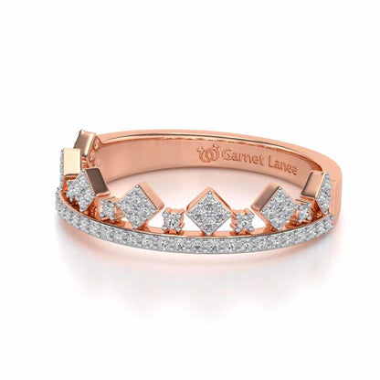 Tiny Crown Silver Band Ring - Rose Gold - Image 2