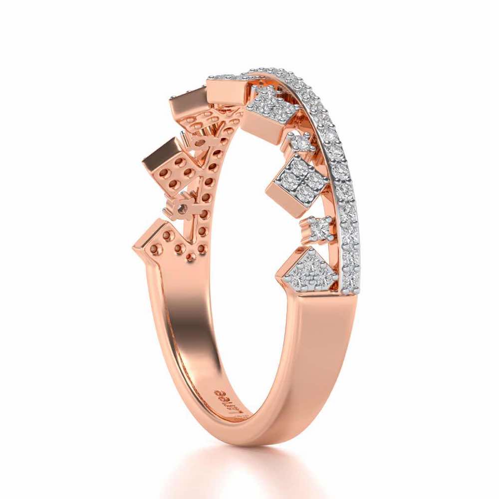 Tiny Crown Silver Band Ring - Rose Gold - Image 3