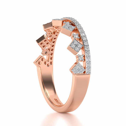 Tiny Crown Silver Band Ring - Rose Gold - Image 3