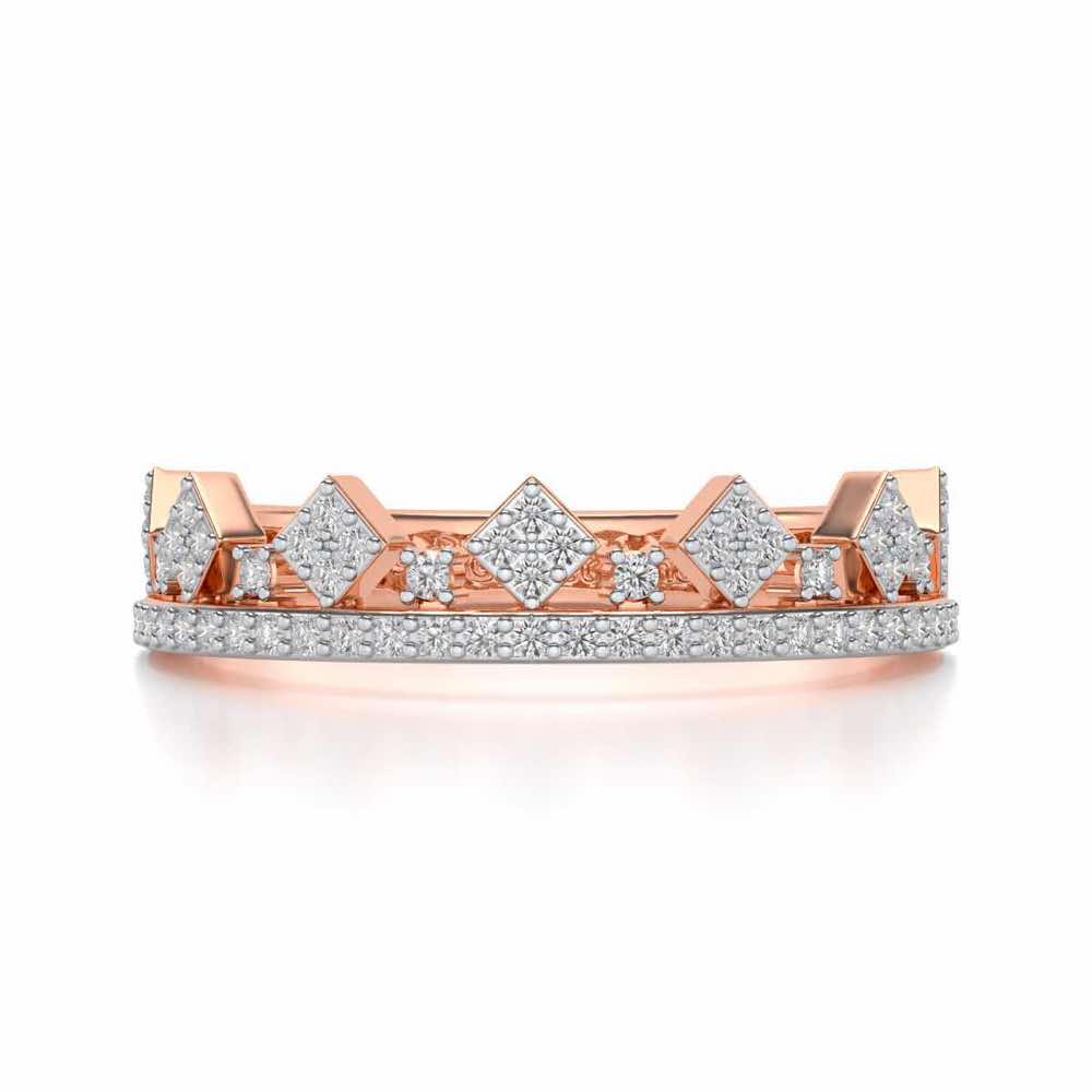 Tiny Crown Silver Band Ring - Rose Gold - Image 4