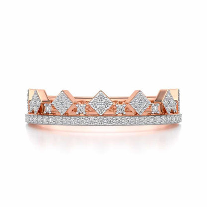 Tiny Crown Silver Band Ring - Rose Gold - Image 4