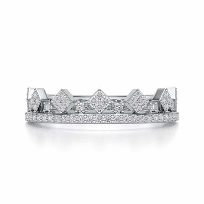 Tiny Crown Silver Band Ring - White Gold - Image 4