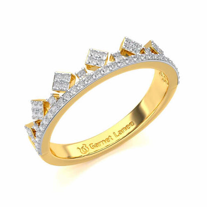 Tiny Crown Silver Band Ring - Yellow Gold - Image 1