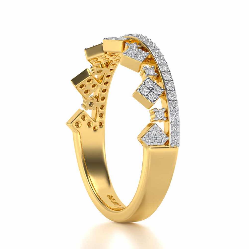 Tiny Crown Silver Band Ring - Yellow Gold - Image 3