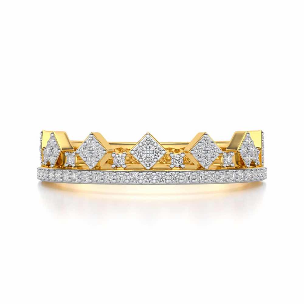 Tiny Crown Silver Band Ring - Yellow Gold - Image 4
