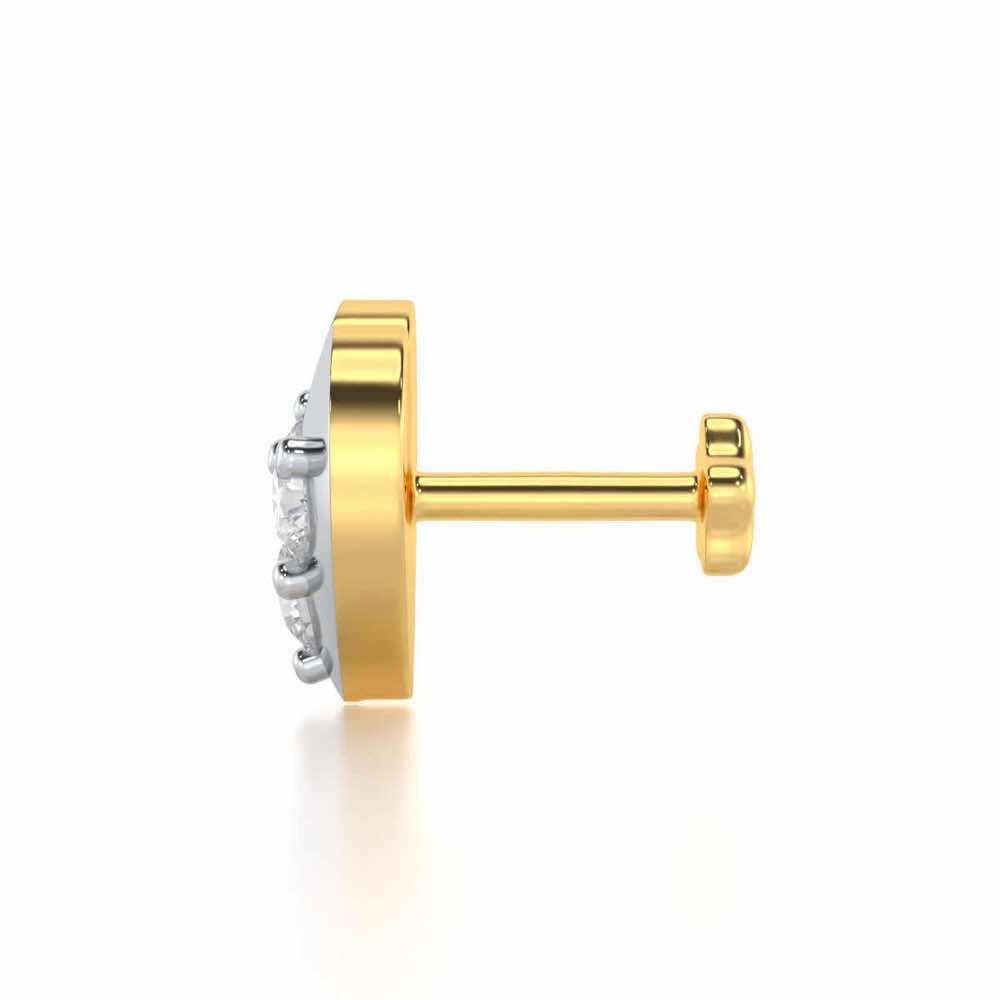 Tiny Dil Silver Nosepin - Yellow Gold - Image 3