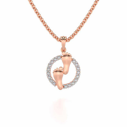 Tiny Feet Silver Pendant - Rose Gold - Image 1